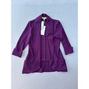 NWT French Mauve Melanie Woman's S Knit Tunic Blazer Jacket Purple Front Pockets